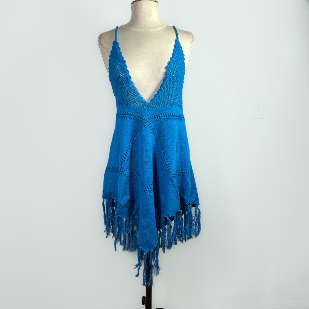 Free People Viola Fauxchet Mini in Malibu Blue size Medium NWT